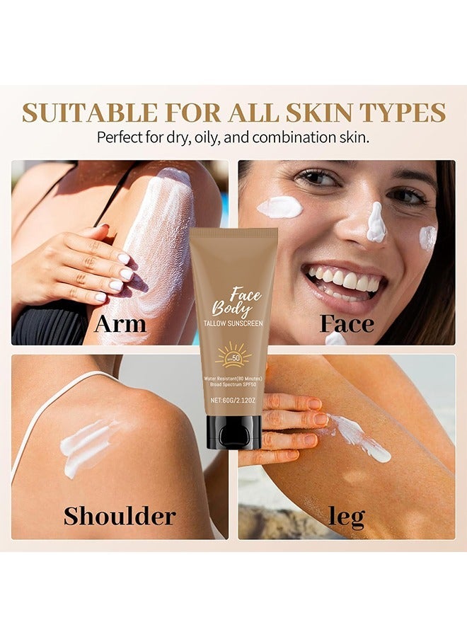 RoyueS Face Body Tallow Sunscreen ,SPF 50 Organic Beef Tallow Sunscreen for Face & Body, Non Greasy Water Resistant Sunblock Formula with Retinol Vitamin E ,for Women & Men Dry Sensitive Skin 60g - Image 4